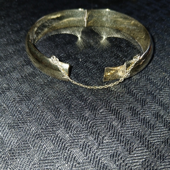 Vintage 9.25 Silver *Gold Bangle Bracelet Fit Small